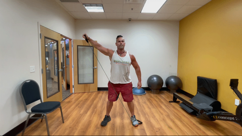 Exercise Band Single Arm Lateral Raise Demonstration