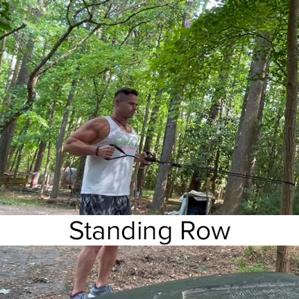 Standing Row using exercise bands